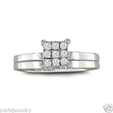 Paris Jewelry 1/2 Carat Genuine Diamond in 10k White Gold Bridal Set
