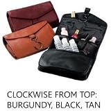 Hanging Toiletry Bag - Quality Leather - Burgundy (Burgundy) (6.25H x 10W x 3.5D)