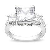 Sterling Silver 6 5/8 CT TGW Square and Round White Cubic Zirconia Engagement Ring