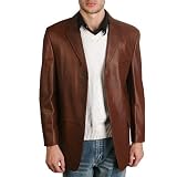 Mens Classic Three-Button Lambskin Leather Blazer - Regular, Tall, Big, Big & Tall