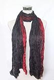 Habutai Silk Fashion Dyed/Crinkled Ombre Dark Red/Black Long Scarf 32