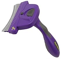 Self Cleaning Deshedding Tool with Unique Curved Comb by Hertzko - Dramatically Reduces Shedding up to 95% - Suitable for Small, Medium, Large, Dogs and Cats, with Short to Long Hair

