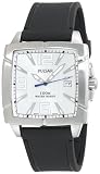 Pulsar Men's PXH699 Sport Square Silver Dial Leather Strap Watch