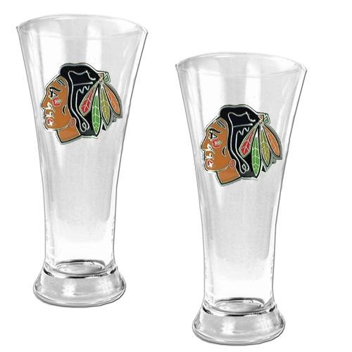NHL Chicago Blackhawks Two Piece 19-Ounce Pilsner Glass Set - Primary Logo