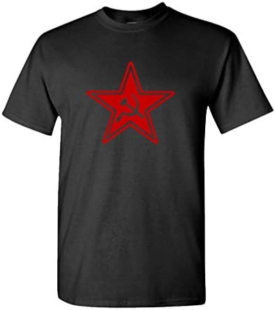 RUSSIAN COMMUNIST STAR - retro 80's cccp commie Tee Shirt T-Shirt, L, Black