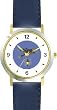 Jack (Frog) Be Nimble & Jump Over the Candlestick - from Mother Goose by Artist: Sylvia Long - WATCHBUDDY&reg; DELUXE TWO-TONE THEME WATCH - Arabic Numbers - Blue Leather Strap-Size-Women's Size-Small