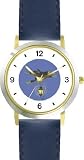 Jack (Frog) Be Nimble & Jump Over the Candlestick - from Mother Goose by Artist: Sylvia Long - WATCHBUDDY&reg; DELUXE TWO-TONE THEME WATCH - Arabic Numbers - Blue Leather Strap-Size-Women's Size-Small