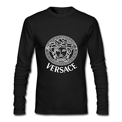 Versace Logo For Men's Printed Long Sleeve Cotton Tshirt Medium Black