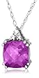 10k White or Yellow Gold, February Birthstone, Amethyst and Diamond Pendant