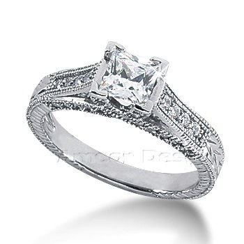 14K White Gold Princess Cut Diamond Promise Engagement Ring (1.47ct.tw, HI Color, SI2-3 Clarity)