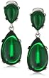 Kenneth Jay Lane Emerald Colored Rhodium Teardrop Clip-On Earrings