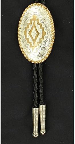 M & F Western Men's Gold-Tone Aztec Design Bolo Tie Multi One Size