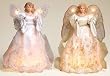 Set of 2 Elegant Gold and Silver Lighted Porcelain Angel Christmas Tree Toppers