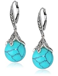 Judith Jack "Paradise" Marcasite Turquoise Crystal Bead Drop Earrings