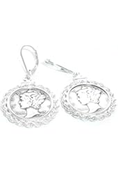 Mercury dime coin bezel rope earrings
