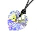 Queenberry (Free S/H) Swarovski Crystal Clear Ab Heart Charm Pendant 18mm Black Leather 1mm 14