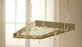 Rogar Hammered Bronze Rectangular Pot Rack with Brass Accessories 30-in.