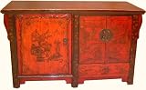 18 inches Wide Shanxi antique landscape painted elmwood buffet