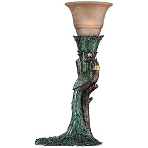 Alabaster Glass Peacock Console Lamp