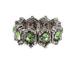Ring - R28 - Swarovski (tm) Crystal Stretch - Size Lg ~ Peridot (Green)
