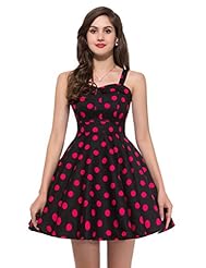 Cotton Vintage Sweetheart Spaghetti Strap General Print  Dress With a Sash 