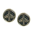 Stud Earrings Sterling Silver - Inlayed Peace Signs