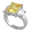 Sterling Silver Rectangular Cut CZ Ring