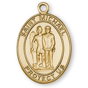 12K Yellow Gold Filled St Michael Police Medal and 24 Chain