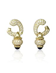 Diamond and Sapphire 18k Yellow Gold Dangle Earrings
