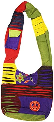 a2zgift4u Hobo Bohemian Hippie Cotton Ripped Razor Cut Crossbody Bag Purse Handmade Nepal