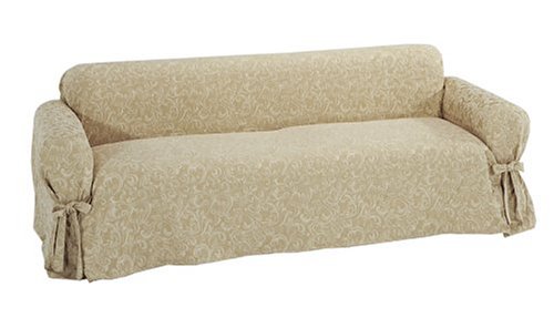 Classic Slipcovers Washed Damask Sofa Slipcover, Pongee
