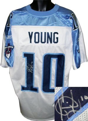 Vince Young Autographed/Hand Signed Tennessee Titans Reebok Authentic Onfield White Jersey