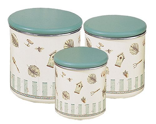 Pfaltzgraff Naturewood Enamel on Steel Storage Jar Set with Wooden Lids
