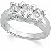 14K White Gold Three 3 Stone Bridal Diamond Anniversary Band Ring