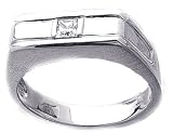 0.14Ct. 14K. White Gold Princess Cut Diamond Men's Ring