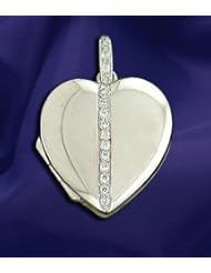 18K White Gold Diamond set Heart Shaped Locket Over 3/4 inch x Just Over 1 inch in 18K