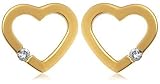 Image of 9ct Yellow Gold Diamond Open Heart Stud Earrings