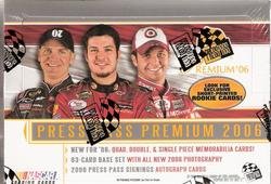 2006 Press Pass Premium Racing Nascar Cards Unopened Hobby Box (20 packs/box, randomly inserted single/double/quad memorabilia cards, autographs, and more!!)