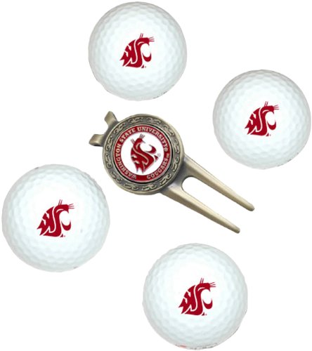 Washington State Cougars Pack Of 4 Golf Balls And Divet Tool Gift Set From Team Golf
