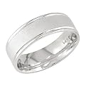Womens 14K White Gold Comfort-Fit Contrast-Texture Wedding Band