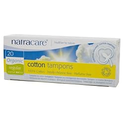 Natracare Organic All Cotton Tampons, Non-Applicator, Regular,  20 Count Boxes (Pack of 12)