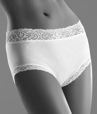 Hanro Women's Cotton Lace Fine Rib Full Brief