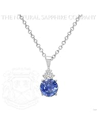 1.77ct. Natural Untreated Blue Sapphire Pendant with 3 Round diamonds 0.03ct. total.
