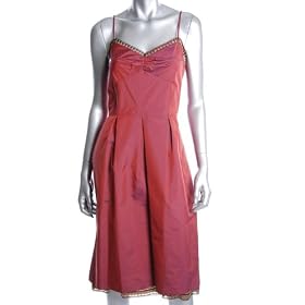 David Mesiter Spaghetti-Strap Pleated Cocktail Dress Color: RUB (red) Size: 12