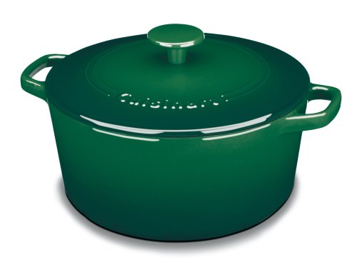 cuisinart ci650-25g chef’s classic enameled cast iron 5-quart round covered casserole, green