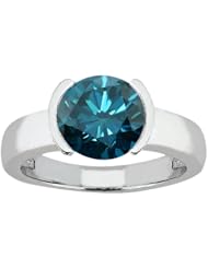 2.20 Ct Round Blue SI1/SI2 Diamond 14K White Gold Ring