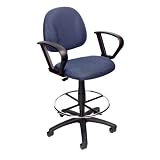 Boss B1617-BE Drafting Stool with Footring and Loop Arms, Blue