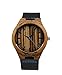 Topwell Zebra Wood Case Men' Watches with Black Genuine Leather Band Wooden Gift Wristwatches