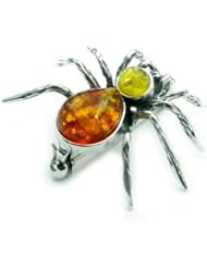 Lovely 925 Sterling Silver & Baltic Amber Brooch - SilverAmber Jewellery 4152M