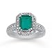 18k White Gold 1 1/2 Carat Diamond 2 Carat Emerald Statement Ring